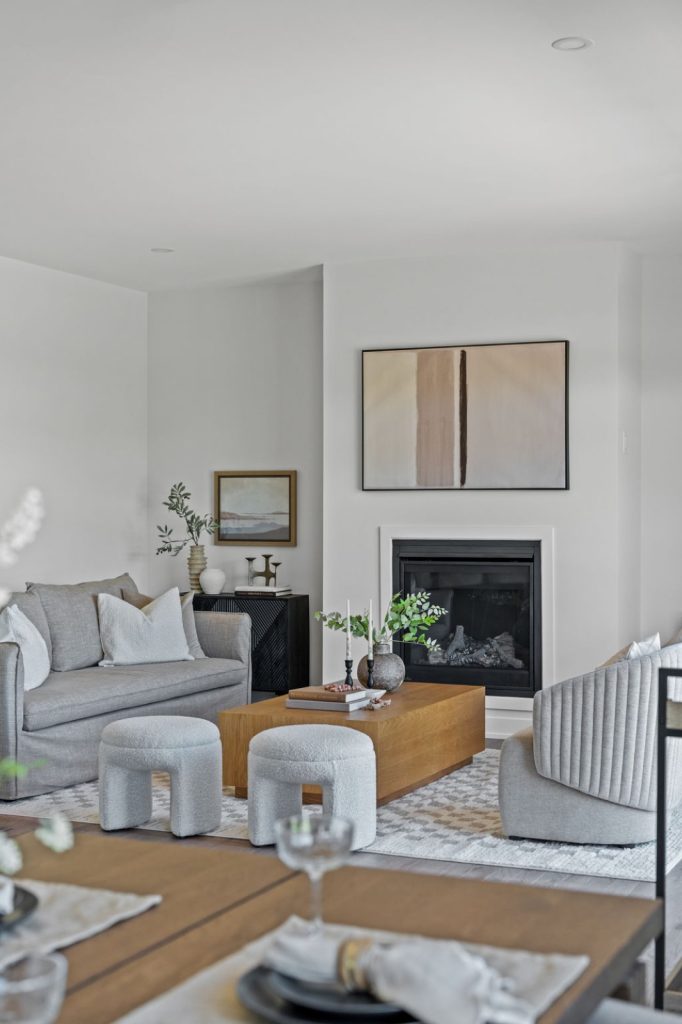 Living room with fireplace in a Beckwith Estates home